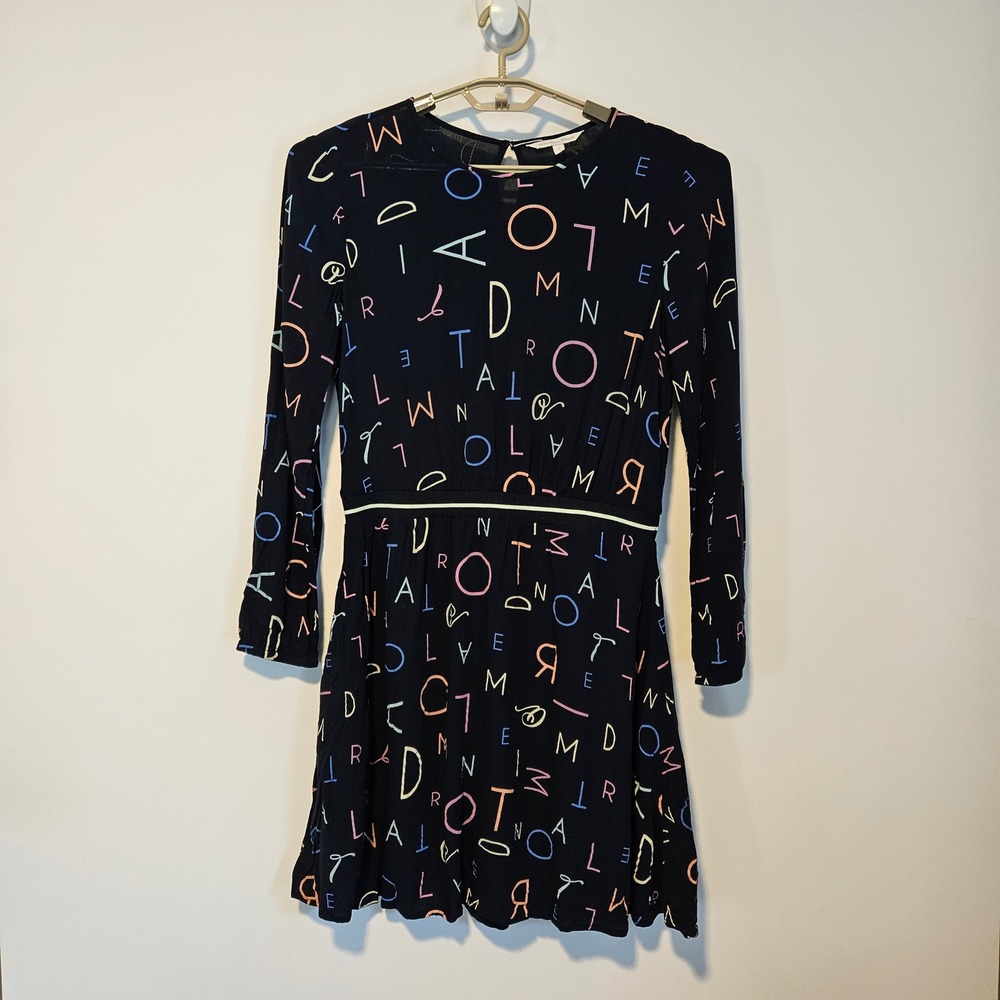 Alphabet Dress Womens M Teacher Long Sleeve Blue Elementary Preschool Twee ABCs